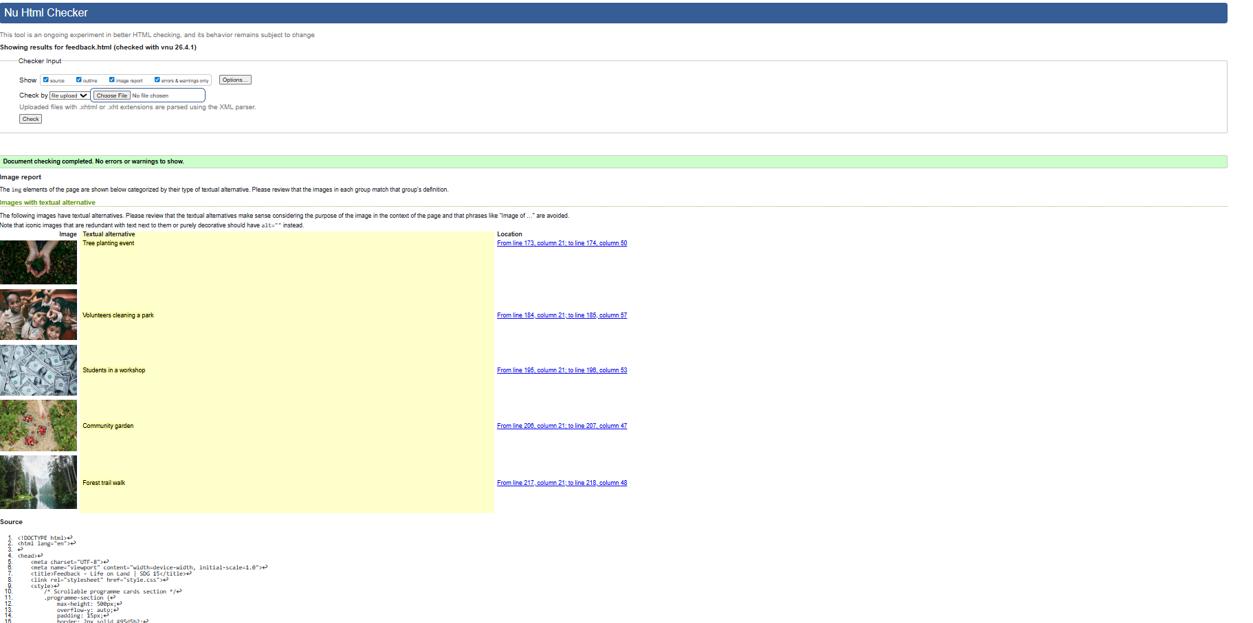 W3C HTML Validation for feedback.html